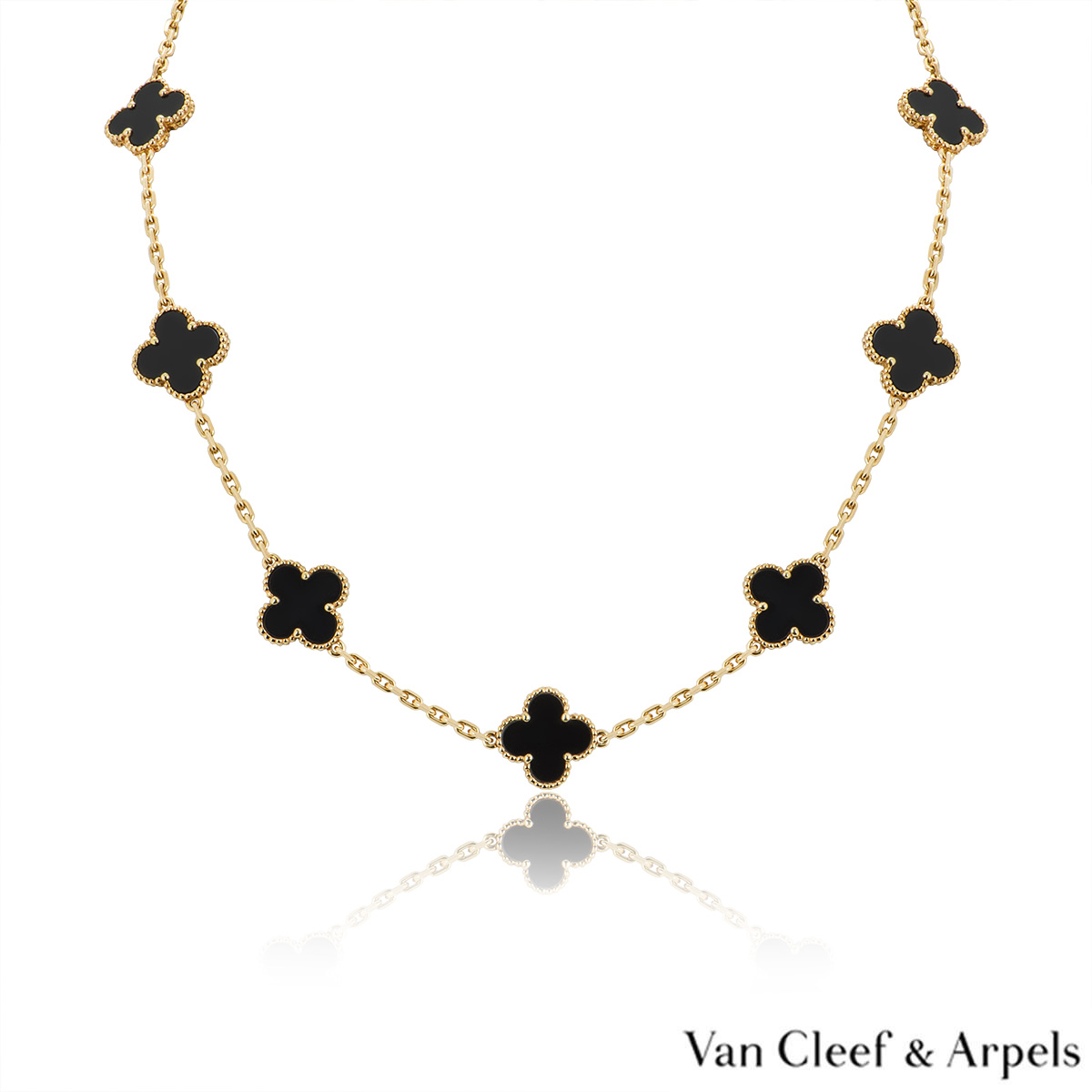 Vintage Alhambra pendant 18K yellow gold, Onyx - Van Cleef & Arpels